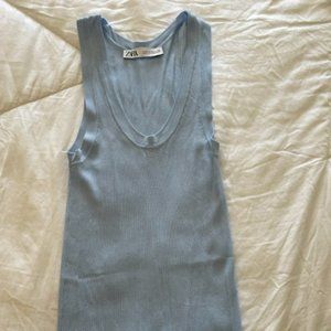 Zara Blue Ribbed Tank
